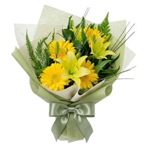 Ramo de gerberas y lilium amarillo